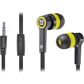 ყურსასმენი Headset for mobile devices Defender Pulse 420 black + yellow, in-ear (with Microphone)
