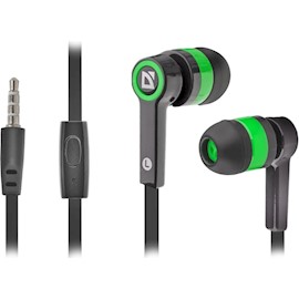 ყურსასმენი Headset for mobile devices Defender Pulse 420 black + green, in-ear (with Microphone)