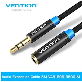 აუდიო კაბელი VENTION VAB-B06-B500-M Cotton Braided 3.5mm Audio Extension Cable 5M Black Metal Typ