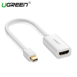ადაპტერი UGREEN MD112 (10460) Mini DisplayPort to HDMI Adapter Mini DP Thunderbolt 2 HDMI Cable Converter for MacBook Air 13 Surface Pro 4 thunderbolt (White)