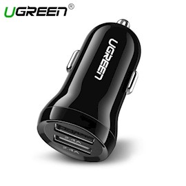 მანქანის USB დამტენი UGREEN ED018 (50875), Car Charger Dual USB, Black