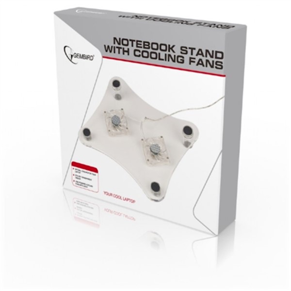 Gembird Stylish transparent notebook stand with USBpowered cooling