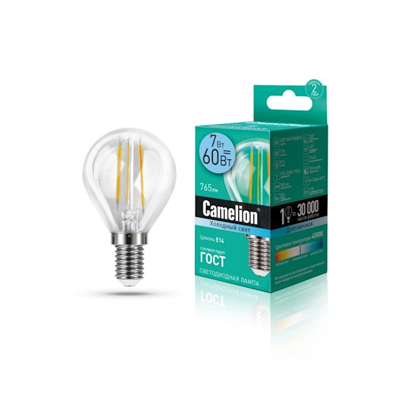 ფილამენტის დიოდური ნათურა Camelion LED7-G45-FL/845/E14 | 4895117885192 .