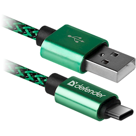 USB კაბელი Defender USB09-03T PRO USB2.0 Green, AM-Type-C