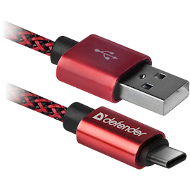USB კაბელი Defender USB09-03T PRO USB2.0 Red, AM-Type-C