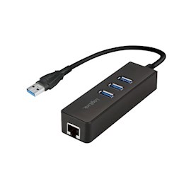 ადაპტერი: LogiLink UA0173A USB 3.0 type A to gigabit adapter to 1x RJ45 and 3x USB 3.0 type A