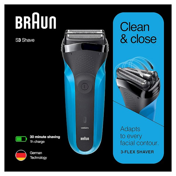 წვერსაპარსი Braun Shaver 310 Wet, Dry Black/BLue, 4210201163367, 4210201163367, Braun