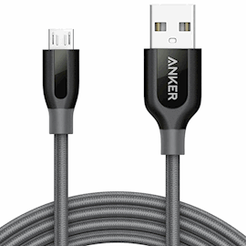 USB კაბელი Anker Powerline A8143GA1 USB 2.0 to Micro USB Cable, 1.8m, Grey