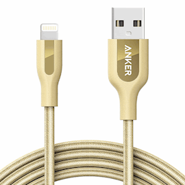 USB კაბელი Anker PowerLine A81220B2 USB 2.0 to Micro USB Cable, 1.8m, Gold